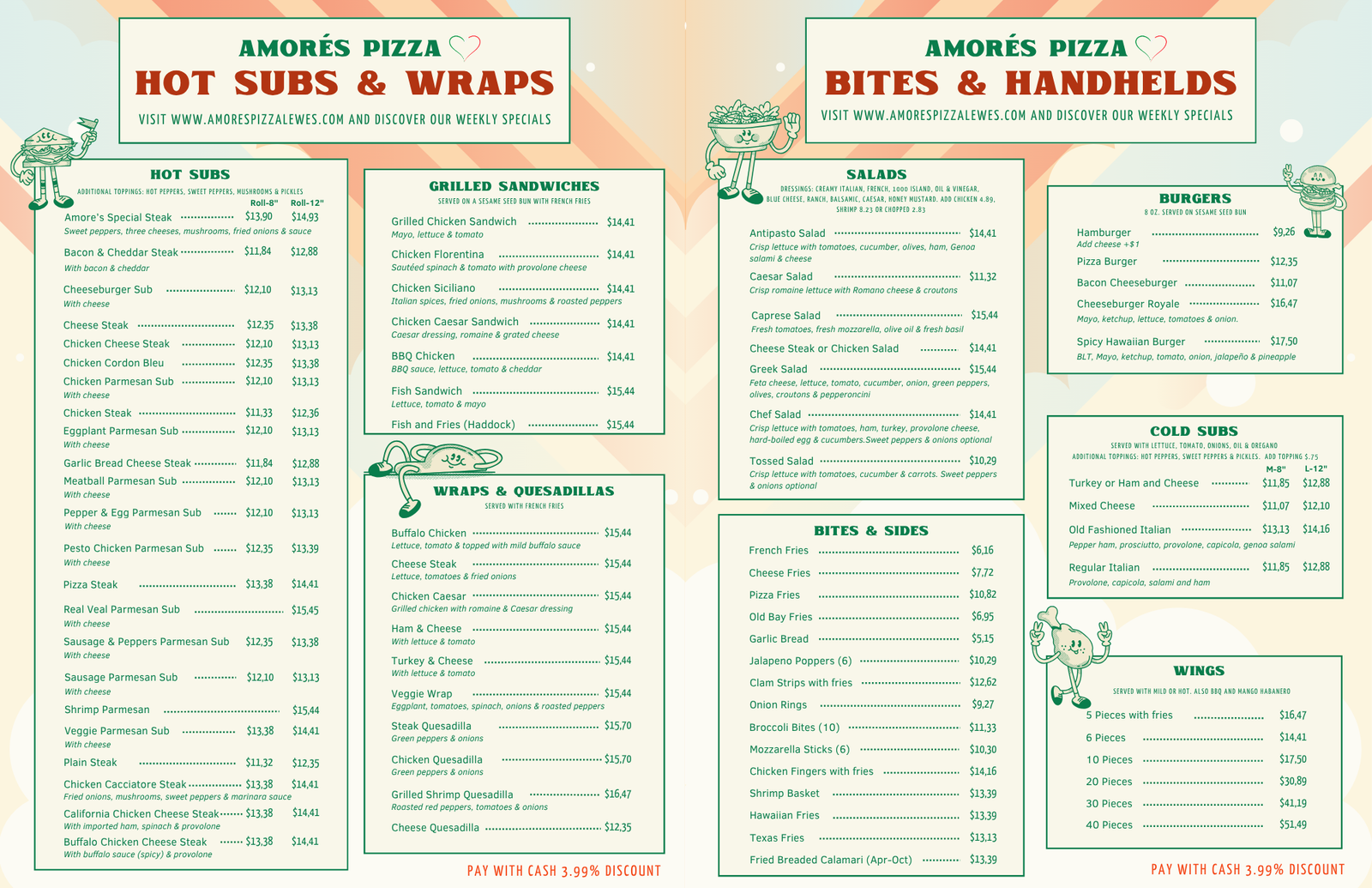 Amores Pizza Menu Back