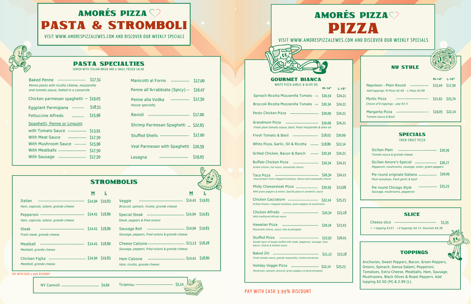 Amores Pizza Menu