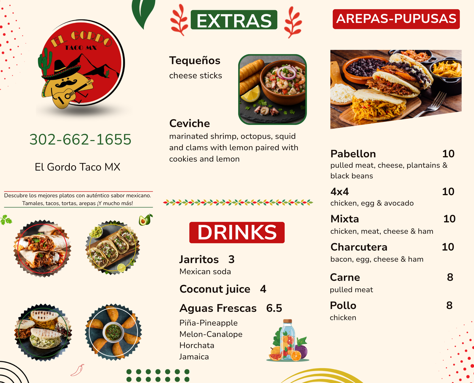 El Gordo Taco Menu Front